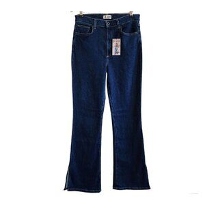 NWT Le Jean Charlie Gay High Waisted Split Hem Flare Blue Dark Wash Jeans 31